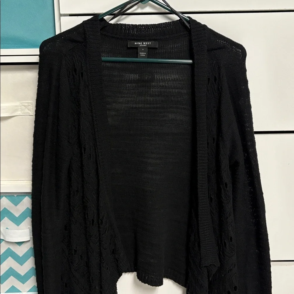 Crochet detail-Black Cardigan Sweater. Women’s Small. Excellent condition.